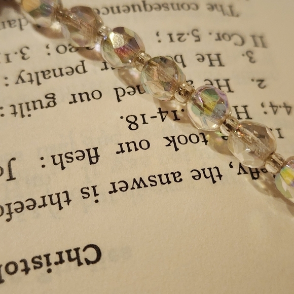 Vintage Fancy Aurora Borealis AB Crystal Bead Single Strand Necklace 20" Heavy - Picture 3 of 6